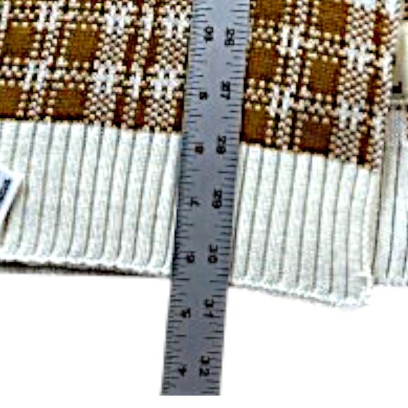 Timberland Plaid Knit Scarf Tan Beige White Acrylic Warm Winter Unisex Fashion - Picture 7 of 9